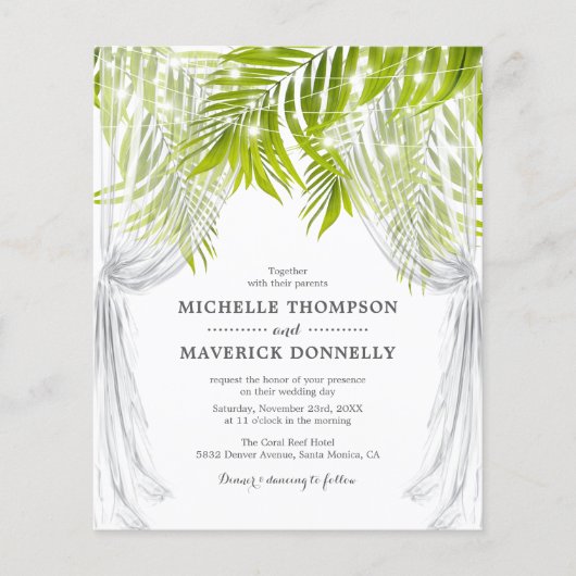 Papier Budget Tropical Beach Wedding Invitation (Devant)