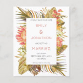 Papier Budget Tropical Foliage Mariage Enregistrer la dat (Devant)