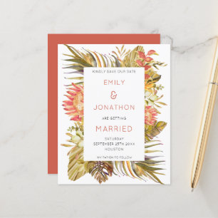 Papier Budget Tropical Foliage Mariage Enregistrer la dat