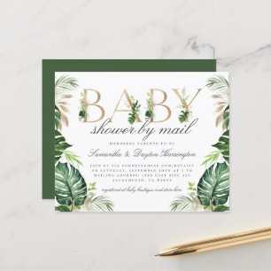 Papier Budget Tropical Green Baby shower Or par la poste