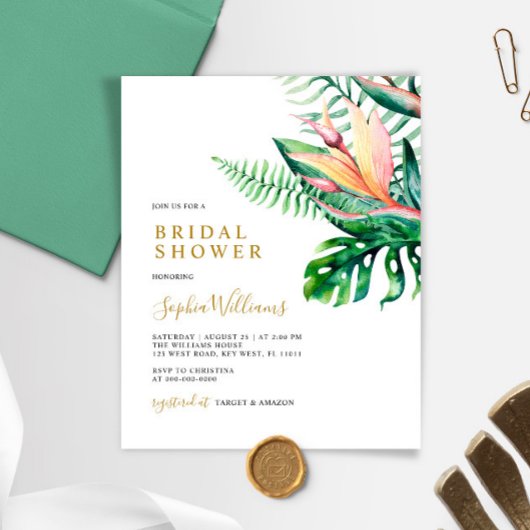 Papier Budget Tropical Green Invitation à la douche nupti