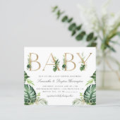 Papier Budget Tropical Greenery Gold Lettres Baby shower (Debout devant)