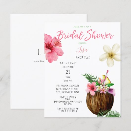 Papier Budget Tropical Hawaiian Floral Fête des mariées (Devant / Derrière)