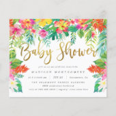 Papier Budget Tropical Hibiscus Foliage Baby shower Or (Devant)