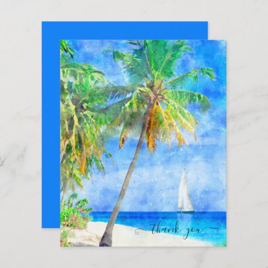 Papier Budget Tropical Island Palm Tree Bateau Merci (Devant / Derrière)