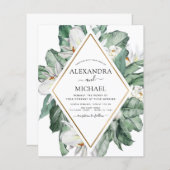 Papier Budget Tropical Magnolia Floral Faire-part de mari (Devant / Derrière)