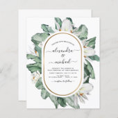 Papier Budget Tropical Magnolia Mariages Invitations (Devant / Derrière)