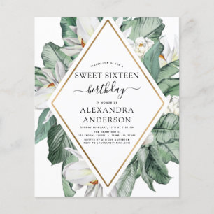 Papier Budget tropical Magnolia Sweet 16 Invitation