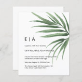 Papier Budget Tropical Palm Leaf Minimal Mariage Invitati (Devant / Derrière)