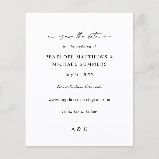 Papier Budget Tropical Palm Leaf Photo Enregistrer la dat (Dos)