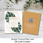 Papier Budget Tropical Palm Leaf QR Code  Invitation