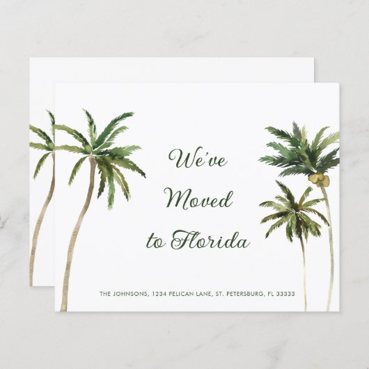 Papier Budget Tropical Palm Trees Moving Faire-part (Devant / Derrière)