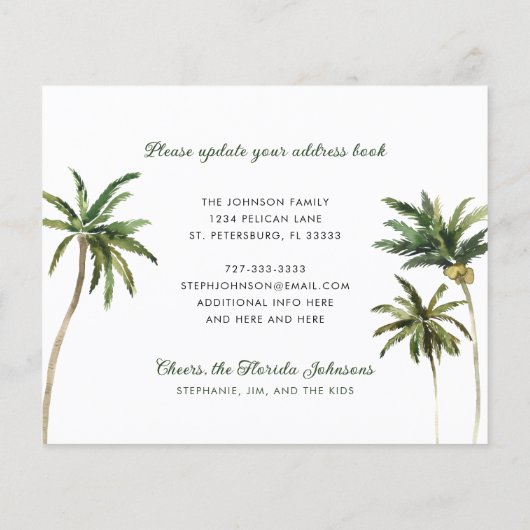 Papier Budget Tropical Palm Trees Moving Faire-part (Dos)