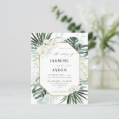 Papier Budget Tropical Palm & White Floral Mariage (Debout devant)
