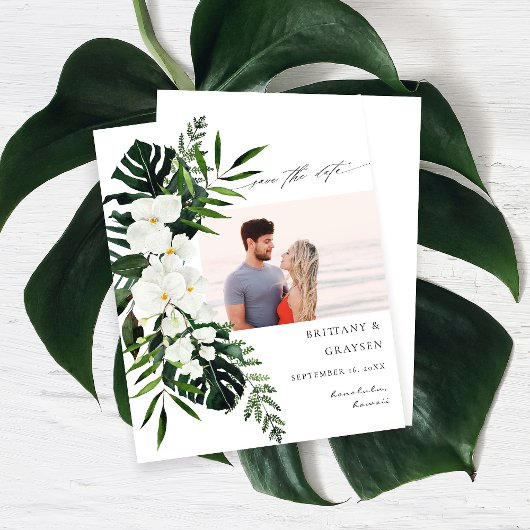 Papier Budget Tropical White Floral Photo Enregistrer la