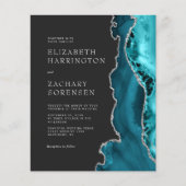 Papier Budget Turquoise Agate Argent QR Code Mariage Invi (Devant)