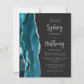 Papier Budget Turquoise Argent Agate Dark Calligraphy Mar (Devant)