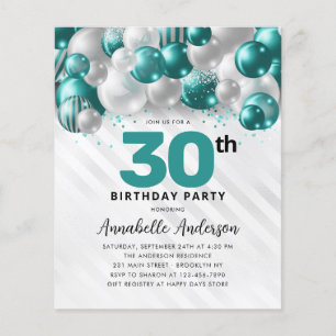 Papier Budget Turquoise Ballons d'argent Parties scintill