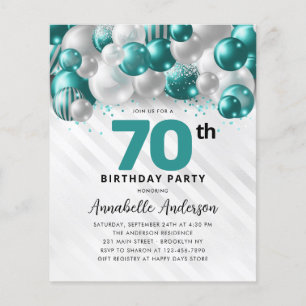 Papier Budget Turquoise Ballons d'argent Parties scintill