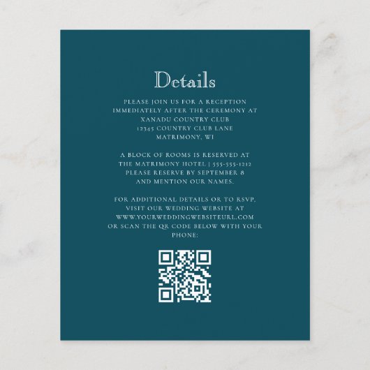 Papier Budget Turquoise bleu Monogramme Wreath QR Code Ma (Dos)