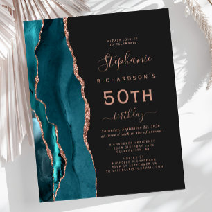 Papier Budget Turquoise Bleu Rose Or Agate 50e Anniversai