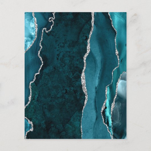 Papier Budget Turquoise Blue Agate Faire-part de mariage  (Dos)