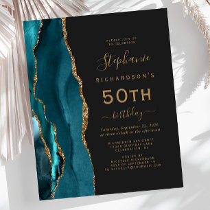 Papier Budget Turquoise Blue Gold Agate Dark 50e annivers