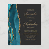 Papier Budget Turquoise Blue Gold Agate Dark QR Code Mari (Devant)