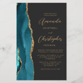 Papier Budget Turquoise Blue Gold Agate Dark QR Code Mari (Devant)