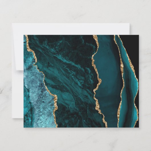 Papier Budget Turquoise Blue Gold Agate Mariage Enregistr (Dos)