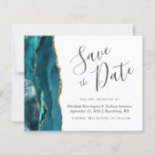 Papier Budget Turquoise Blue Gold Agate Mariage Enregistr (Devant)