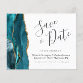 Papier Budget Turquoise Blue Gold Agate Mariage Enregistr (Devant)