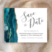 Papier Budget Turquoise Blue Gold Agate Mariage Enregistr