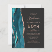 Papier Budget Turquoise Blue Rose Gold Agate 50e annivers (Devant)