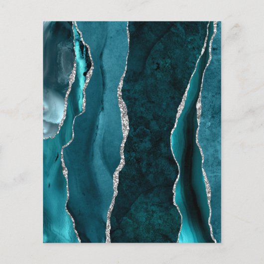Papier Budget Turquoise Blue Silver Agate Mariage (Dos)
