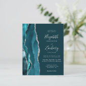 Papier Budget Turquoise Blue Silver Agate QR Code Mariage (Debout devant)