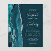 Papier Budget Turquoise Blue Silver Agate QR Code Mariage (Devant)