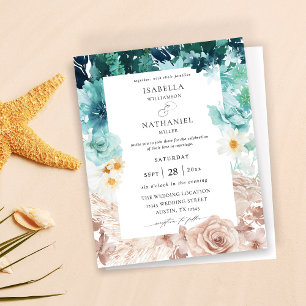 Papier Budget Turquoise & Blush rose Mariage floral 2