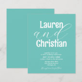 Papier Budget Turquoise Écriture Faire-part de mariage (Devant / Derrière)