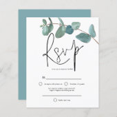 Papier Budget Turquoise Eucalyptus Élégant Script RSVP (Devant / Derrière)