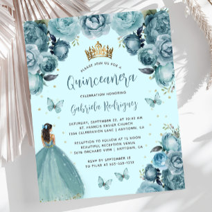 Papier Budget Turquoise Floral Princesse Quinceañera