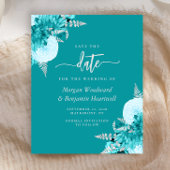 Papier Budget Turquoise Floral Wedding Save the Date