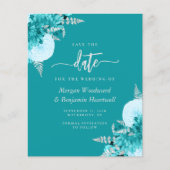 Papier Budget Turquoise Floral Wedding Save the Date (Devant)