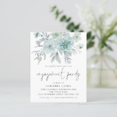 Papier Budget Turquoise Florals blancs Engagement Invitat (Debout devant)