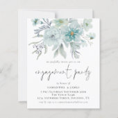 Papier Budget Turquoise Florals blancs Engagement Invitat (Devant)