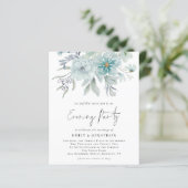 Papier Budget Turquoise Florals QR Code Mariage Soirée (Debout devant)
