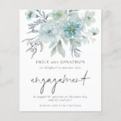 Papier Budget Turquoise Floraux blancs Faire-part Fiançai (Devant)