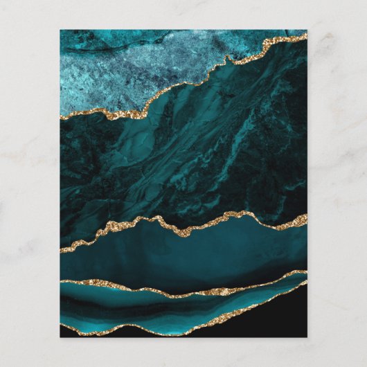 Papier Budget Turquoise Gold Agate 50e anniversaire Invit (Dos)