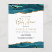 Papier Budget Turquoise Gold Agate Baby shower Invitation (Devant)