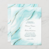 Papier Budget Turquoise Gold Agate Faire-part de mariage (Devant / Derrière)